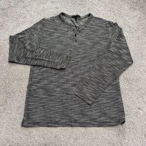 Robert Barakett Henley Long Sleeve Shirt Mens Small Gray Pima Cotton Textured